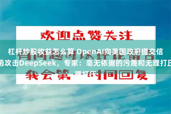 杠杆炒股收益怎么算 OpenAI向美国政府提交信函攻击DeepSeek，专家：毫无依据的污蔑和无理打压