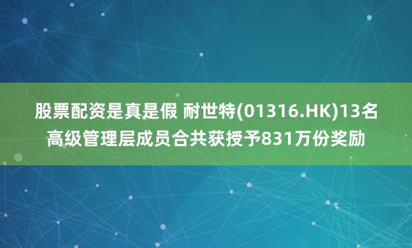股票配资是真是假 耐世特(01316.HK)13名高级管理层成员合共获授予831万份奖励