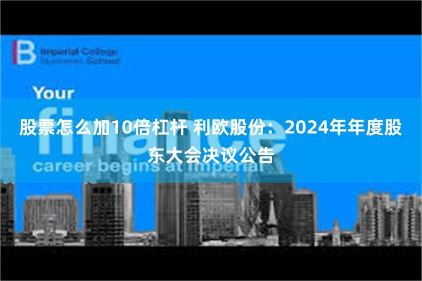 股票怎么加10倍杠杆 利欧股份：2024年年度股东大会决议公告