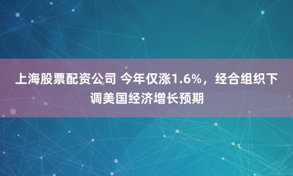 上海股票配资公司 今年仅涨1.6%，经合组织下调美国经济增长预期
