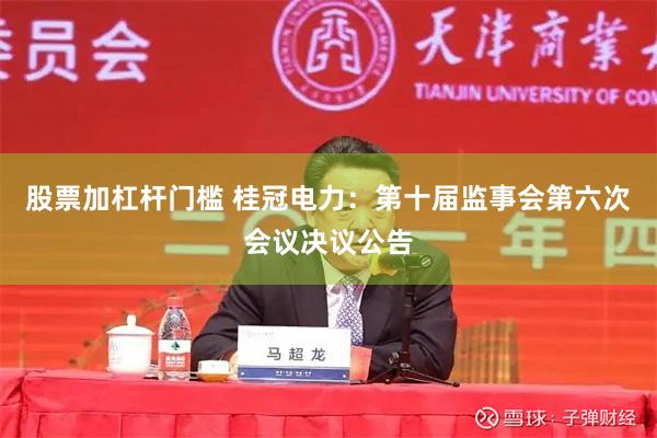 股票加杠杆门槛 桂冠电力：第十届监事会第六次会议决议公告