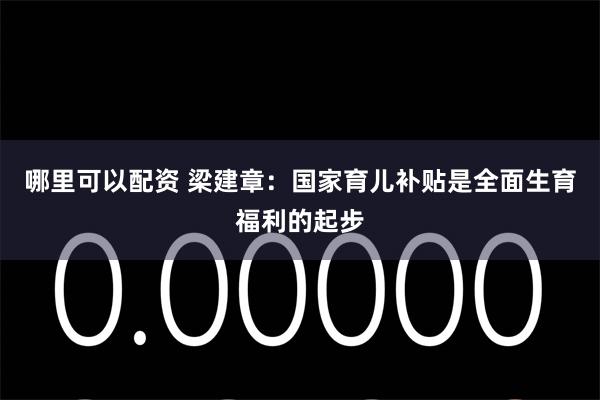 哪里可以配资 梁建章：国家育儿补贴是全面生育福利的起步