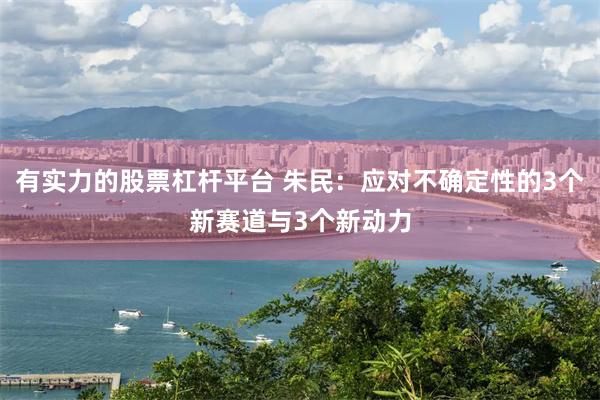 有实力的股票杠杆平台 朱民：应对不确定性的3个新赛道与3个新动力